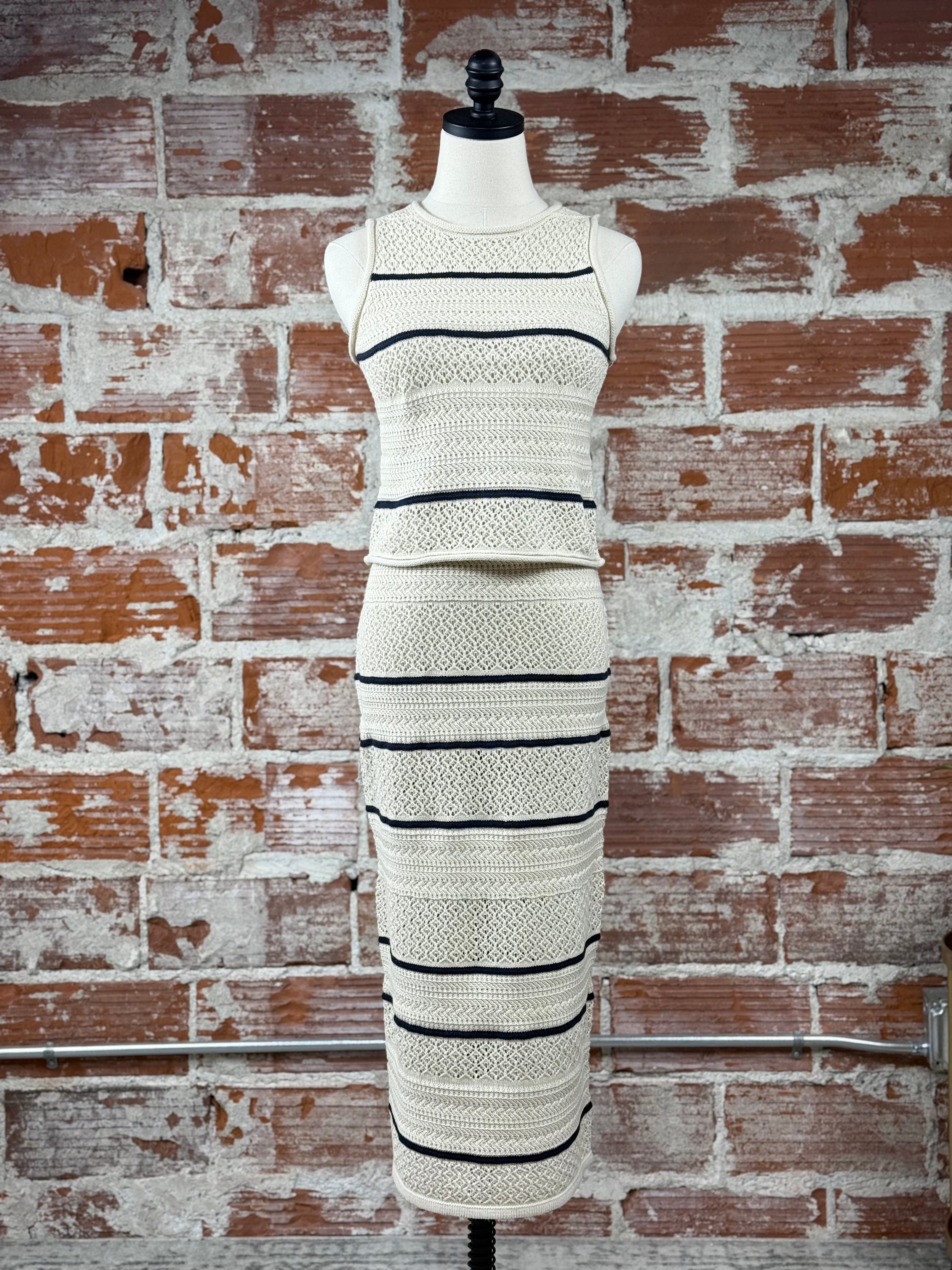 Ellis Sweater Tank in White Birch and Dark Storm Stripe-132 - Sweaters S/S (Dec - May)-Little Bird Boutique