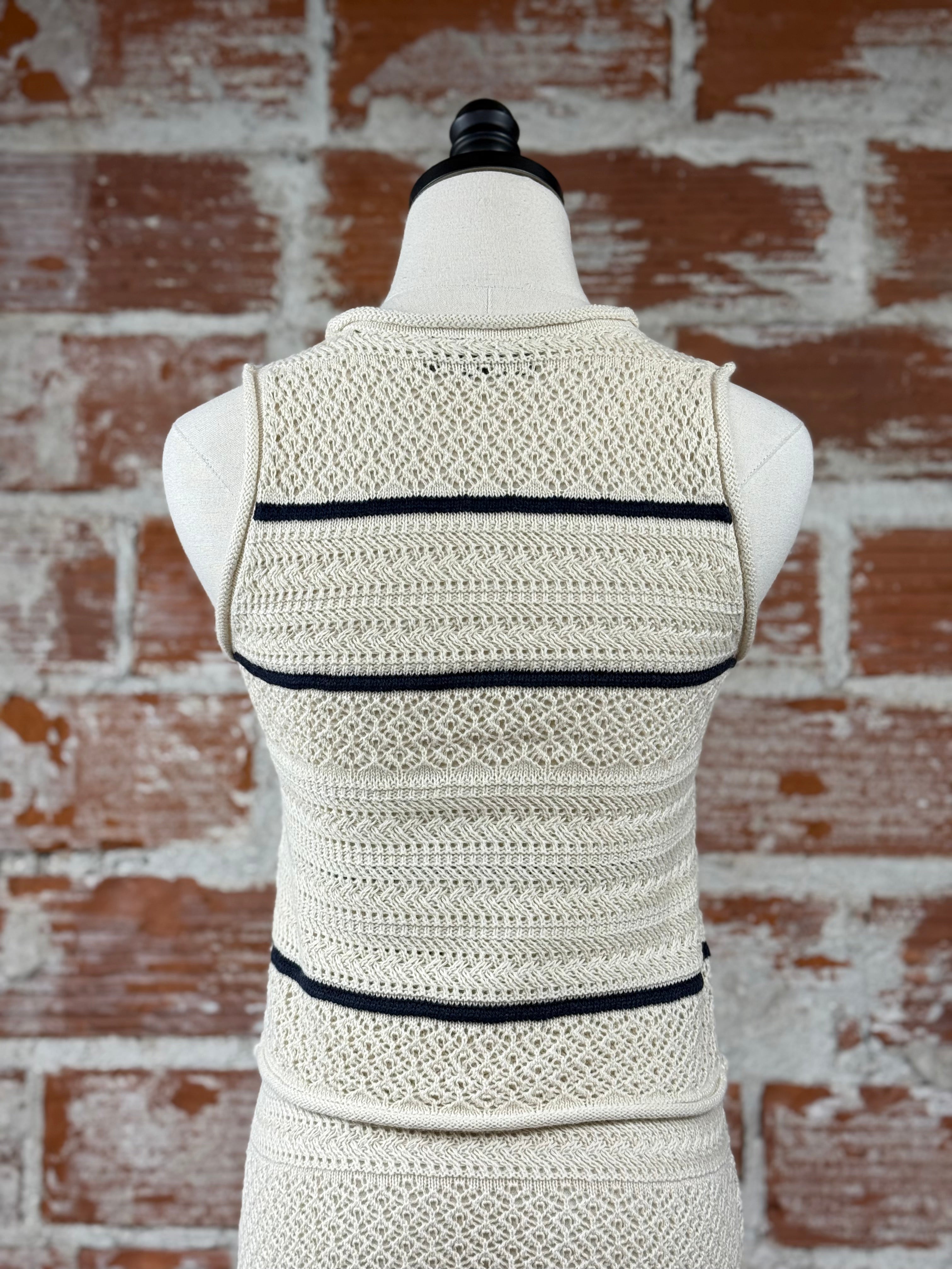 Ellis Sweater Tank in White Birch and Dark Storm Stripe-132 - Sweaters S/S (Dec - May)-Little Bird Boutique