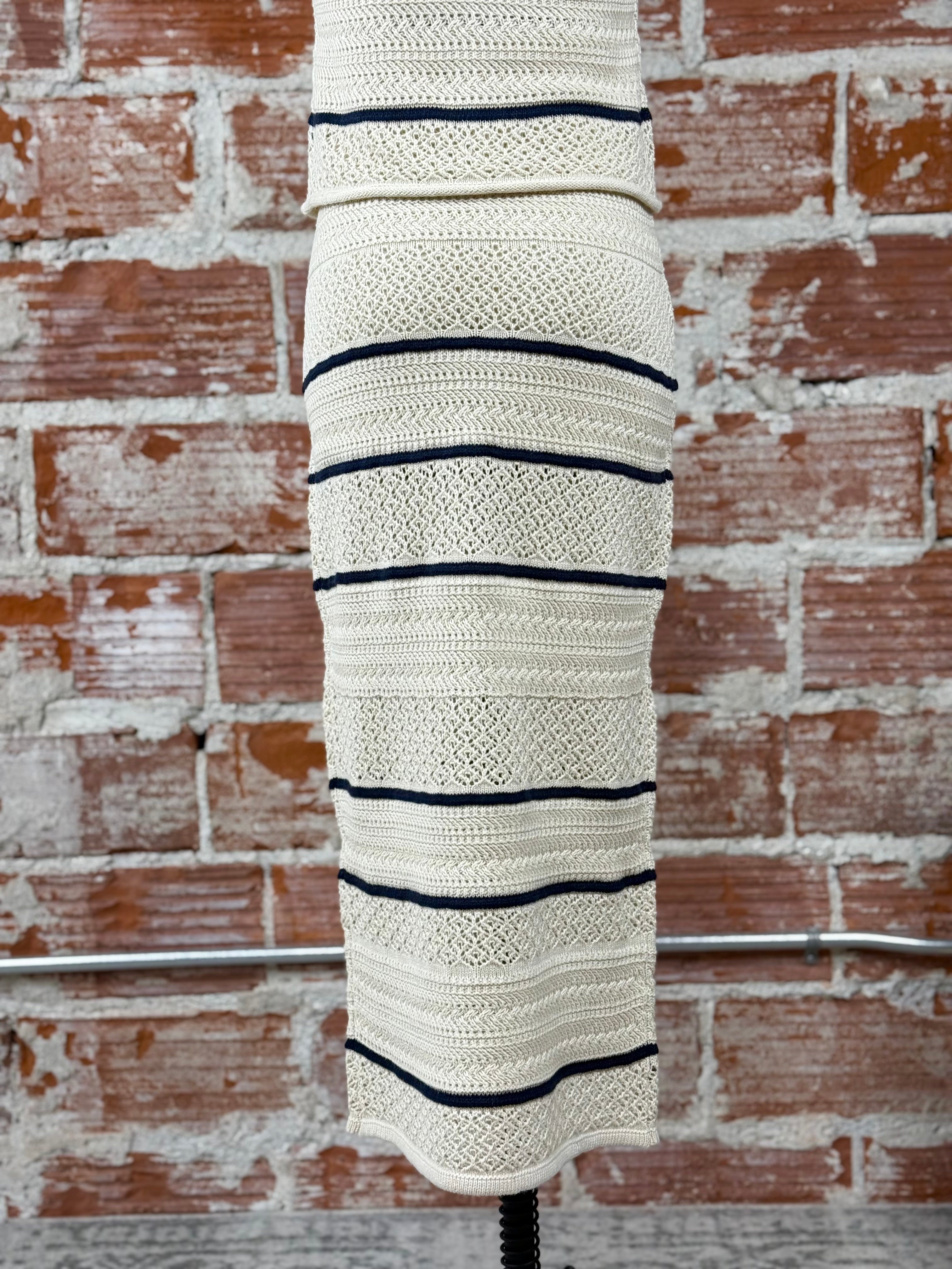 Ellis Skirt in White Birch and Dark Storm Stripe-231 Skirts-Little Bird Boutique