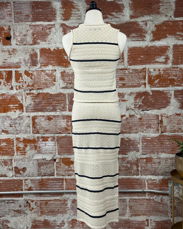 Ellis Skirt in White Birch and Dark Storm Stripe-231 Skirts-Little Bird Boutique