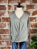 Twist Front Top in Olive-122 Jersey Tops - Long Sleeve-Little Bird Boutique