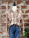 Boyfriend Flannel Top in Maroon-112 Woven Tops - Long Sleeve-Little Bird Boutique