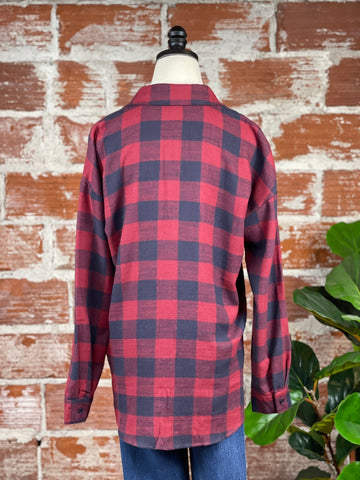 Boyfriend Flannel Top in Cranberry