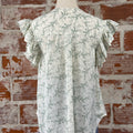 Kennedy Top in Ivory and Green-112 - Woven Top S/S (Dec - May)-Little Bird Boutique