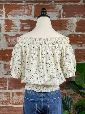 Printed Cotton Off Shoulder Top