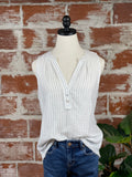 By Together Gauze Tank in Navy and Ivory Stripe-113 Woven Tops - Sleeveless-Little Bird Boutique