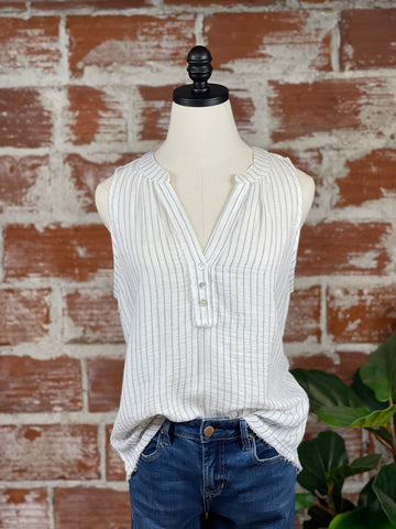 By Together Gauze Tank in Navy and Ivory Stripe