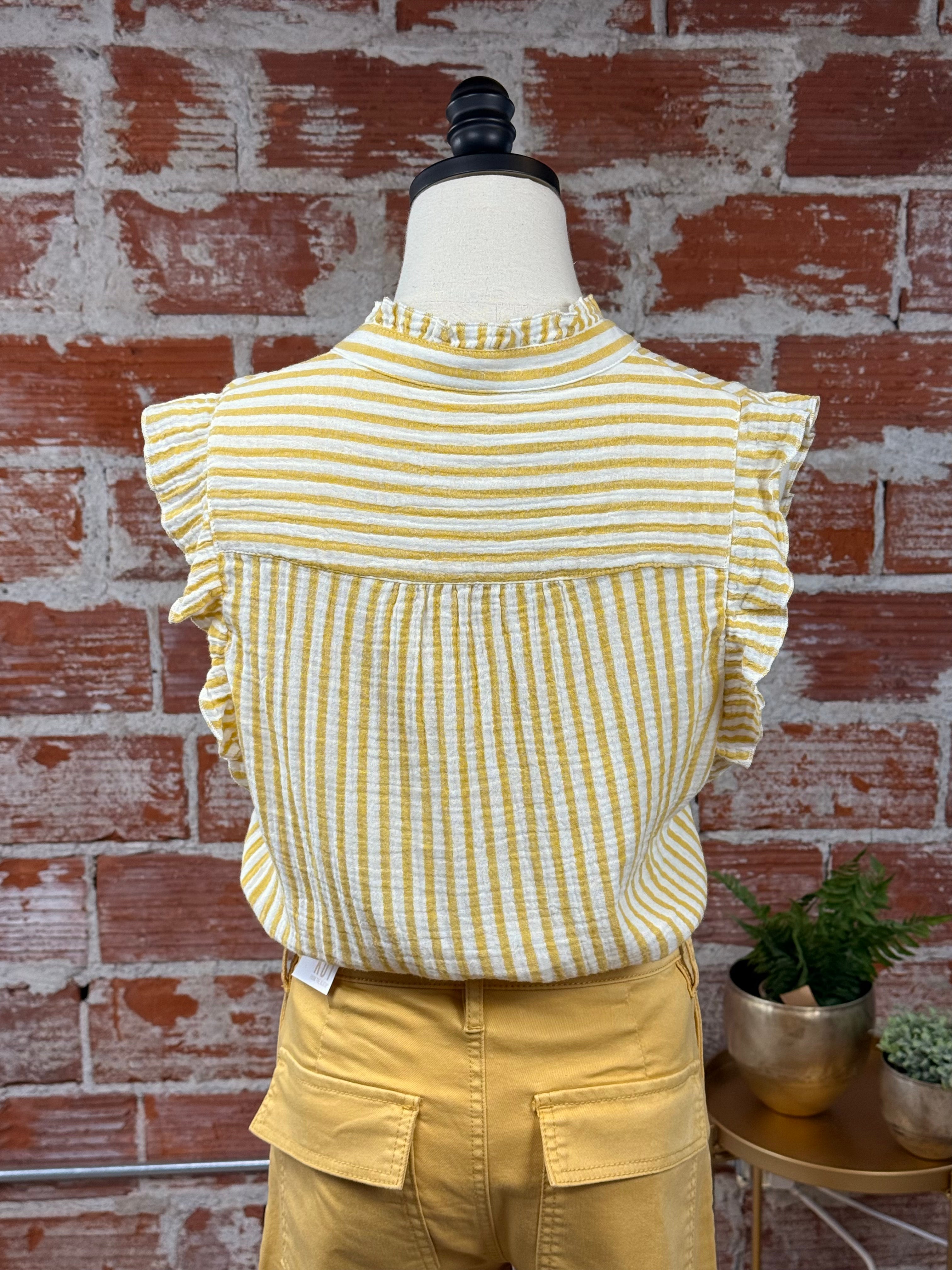 Kut from the Kloth Katara Top in Yellow and White-112 - Woven Top S/S (Dec - May)-Little Bird Boutique