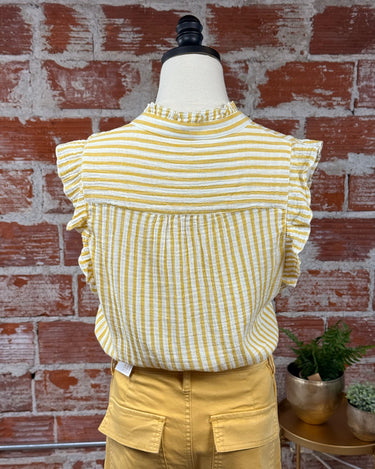 Kut from the Kloth Katara Top in Yellow and White-112 - Woven Top S/S (Dec - May)-Little Bird Boutique