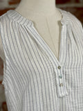 By Together Gauze Tank in Navy and Ivory Stripe-113 Woven Tops - Sleeveless-Little Bird Boutique
