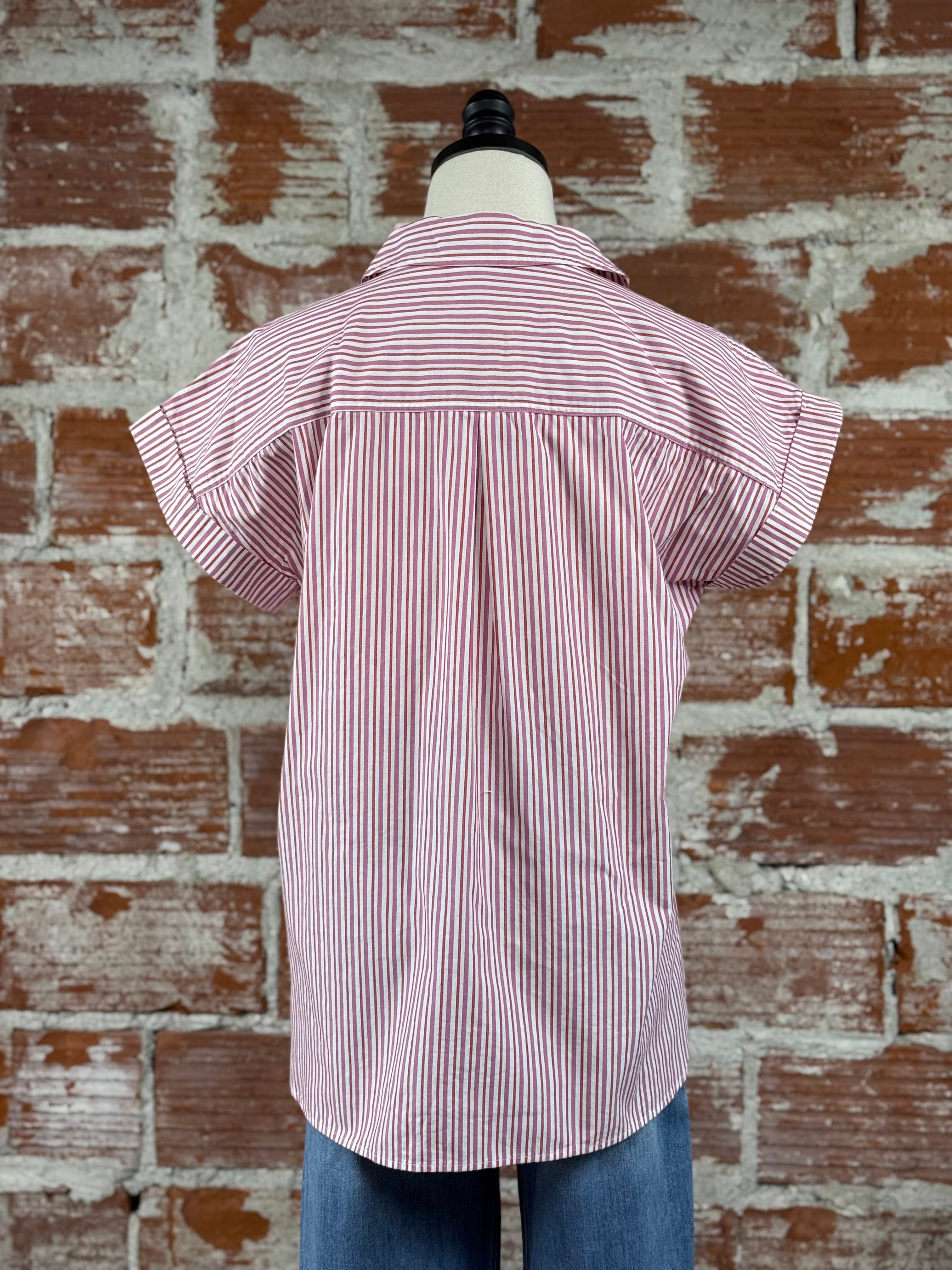 Jak & Rae Ilene Top in Cosmic Pink Stripe-112 - Woven Top S/S (Dec - May)-Little Bird Boutique