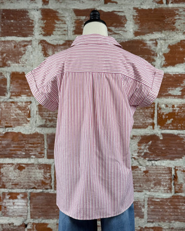 Jak & Rae Ilene Top in Cosmic Pink Stripe-112 - Woven Top S/S (Dec - May)-Little Bird Boutique