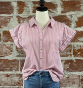 Jak & Rae Ilene Top in Cosmic Pink Stripe-112 - Woven Top S/S (Dec - May)-Little Bird Boutique