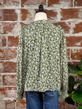 Smocked Cuff Blouse in Green Floral-112 Woven Tops - Long Sleeve-Little Bird Boutique