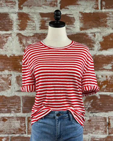 Jak & Rae Patria Striped Tee in Red and White-122 - Jersey Tops S/S (Dec - May)-Little Bird Boutique