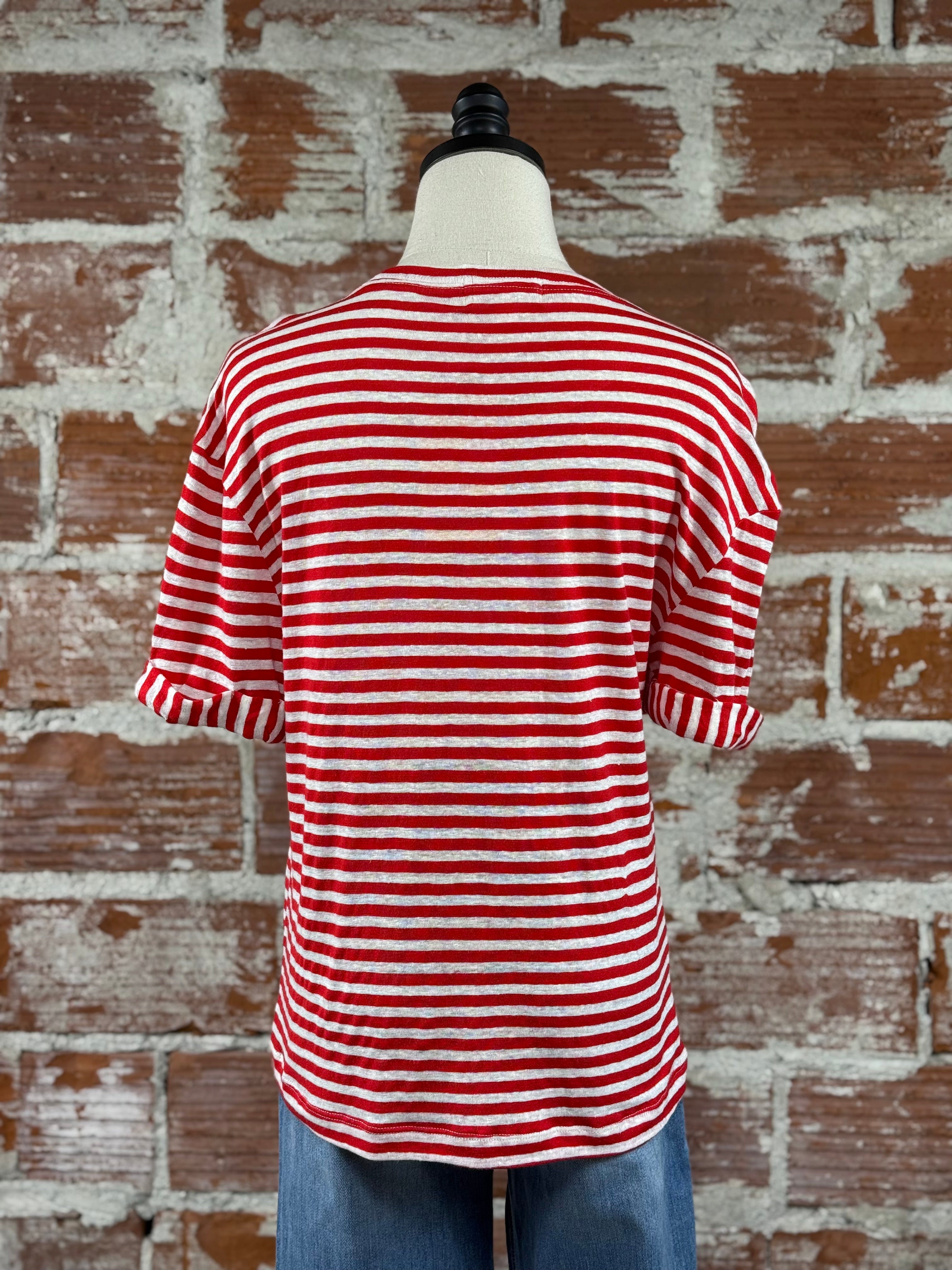 Jak & Rae Patria Striped Tee in Red and White-122 - Jersey Tops S/S (Dec - May)-Little Bird Boutique