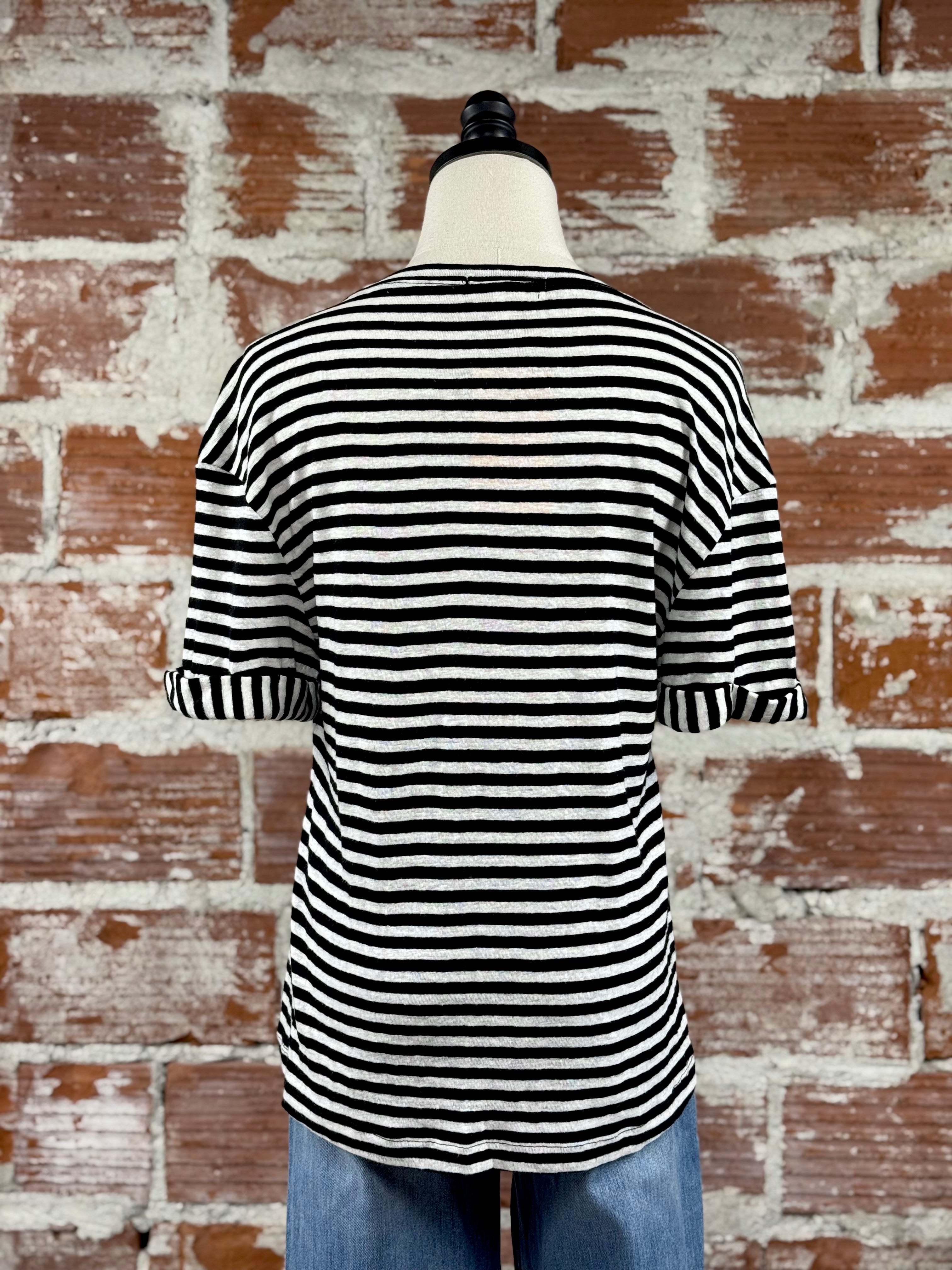 Jak & Rae Patria Striped Tee in Black and White-122 - Jersey Tops S/S (Dec - May)-Little Bird Boutique