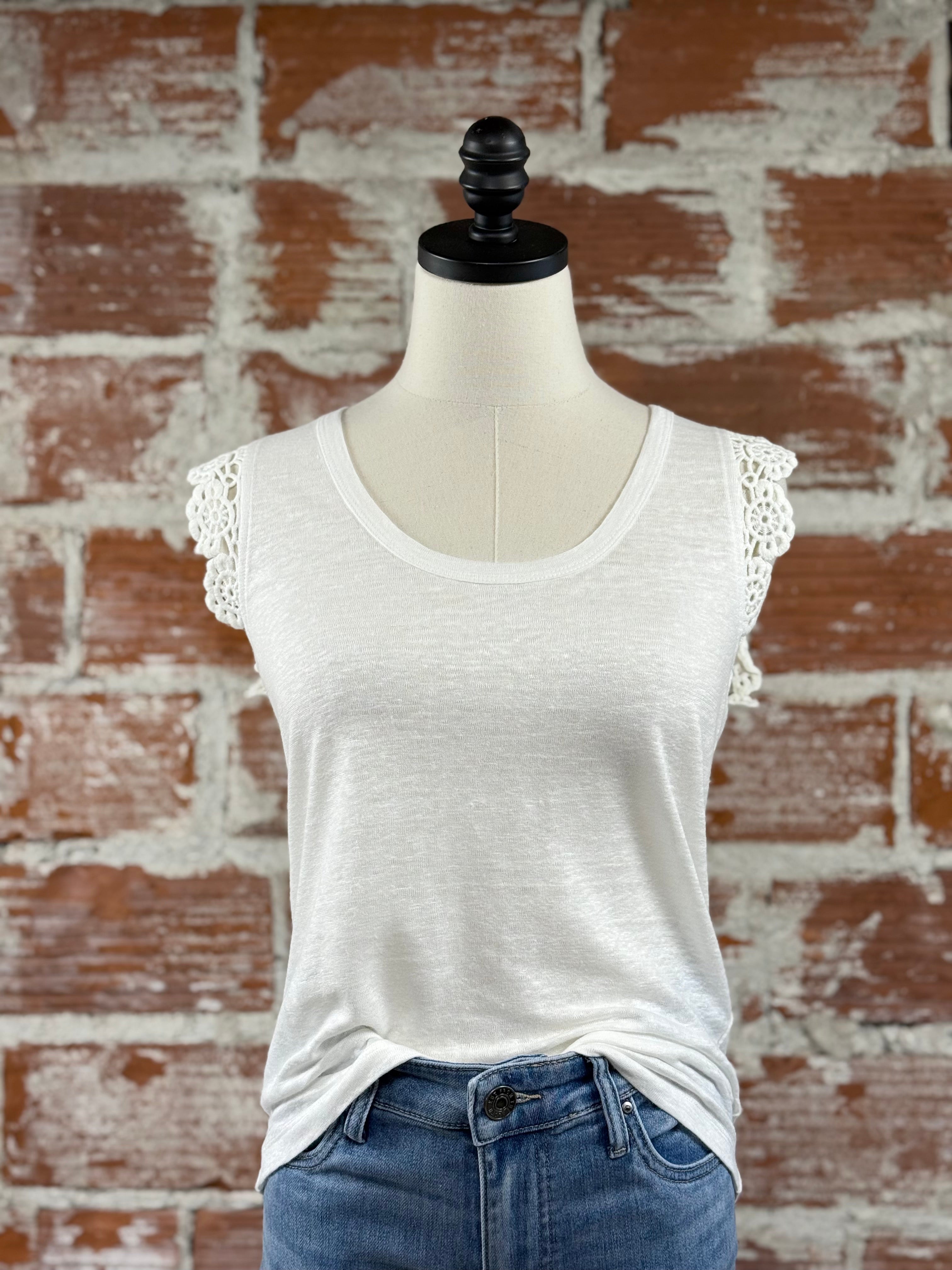Jak & Rae Waverly Ruffle Tank in White-123 - Jersey Tops (Holiday)-Little Bird Boutique