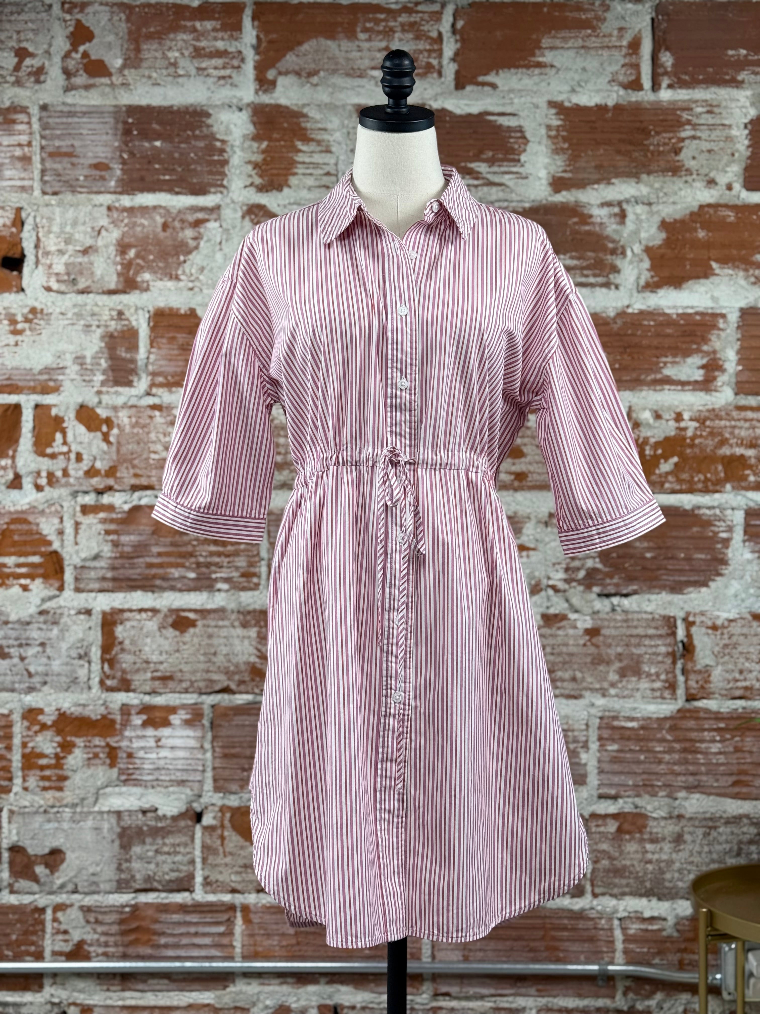 Jak and Rae Jenneva Dress in Cosmic Pink Stripe-151 Dresses - Short-Little Bird Boutique