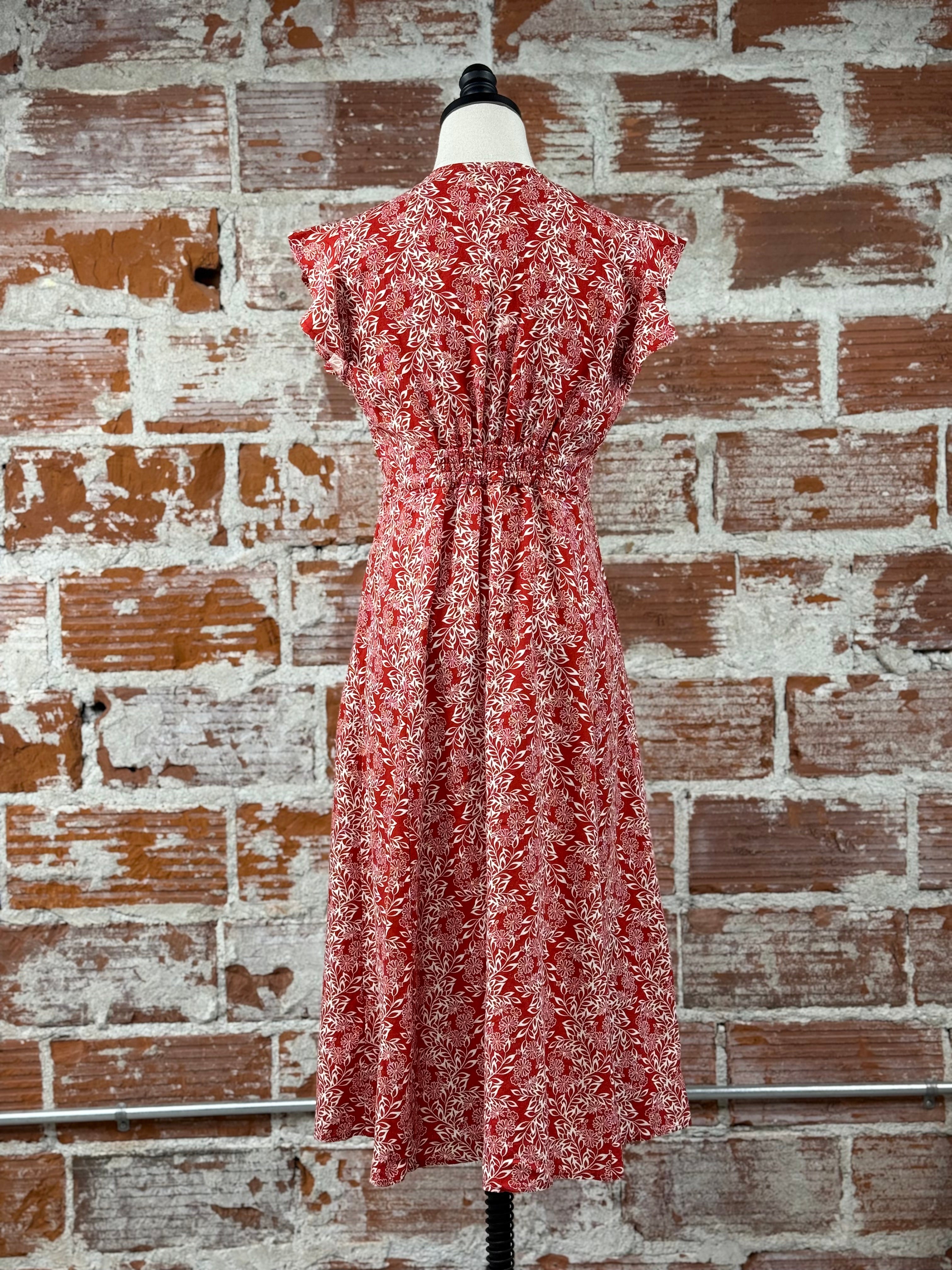Jak & Rae Jem Dress in Red and White Floral-152 Dresses - Long-Little Bird Boutique