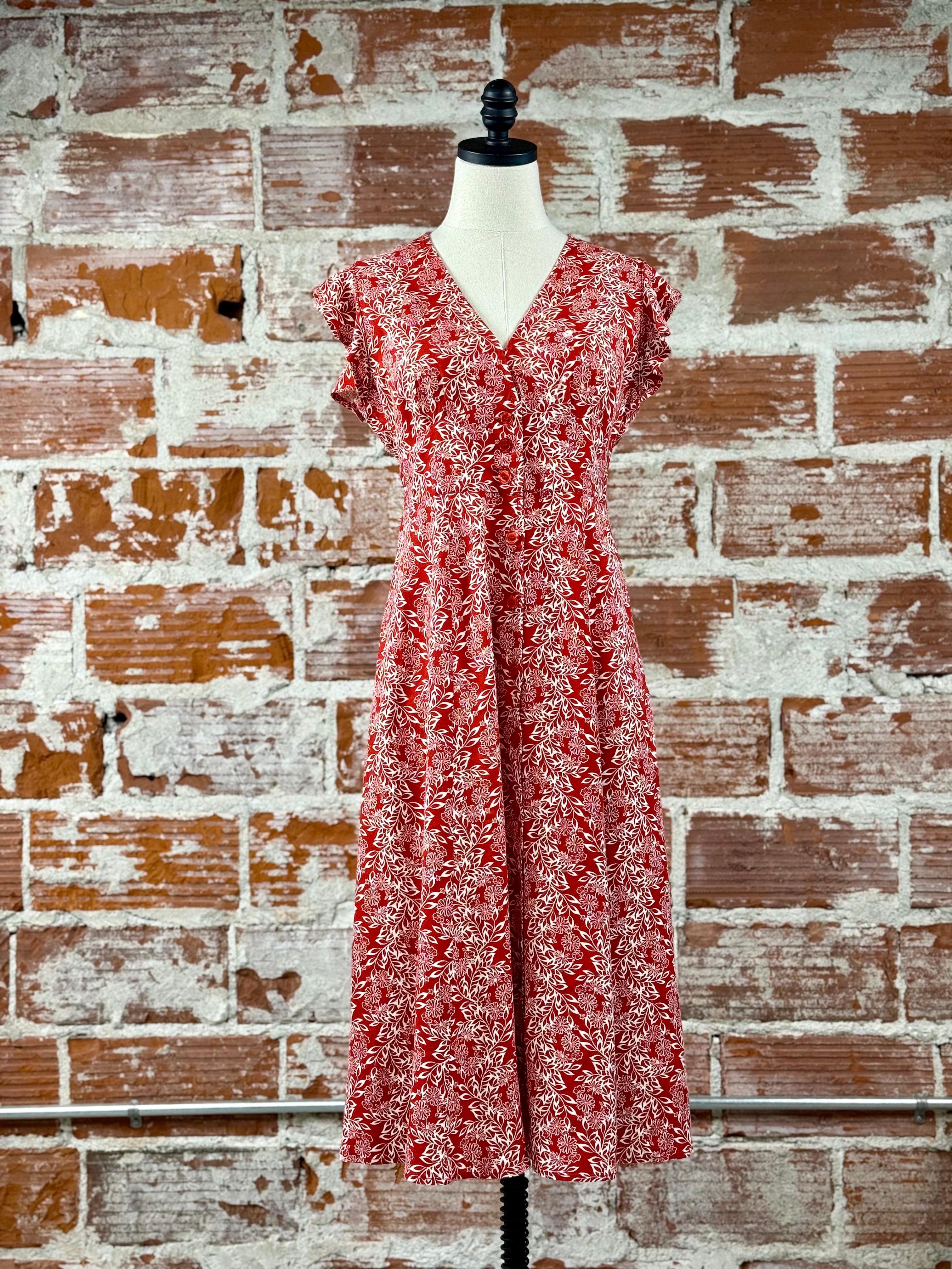 Jak & Rae Jem Dress in Red and White Floral-152 Dresses - Long-Little Bird Boutique
