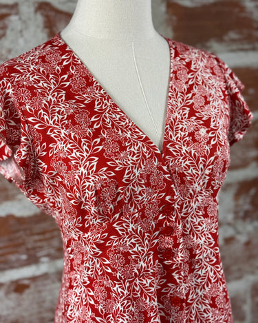 Jak & Rae Jem Dress in Red and White Floral-152 Dresses - Long-Little Bird Boutique
