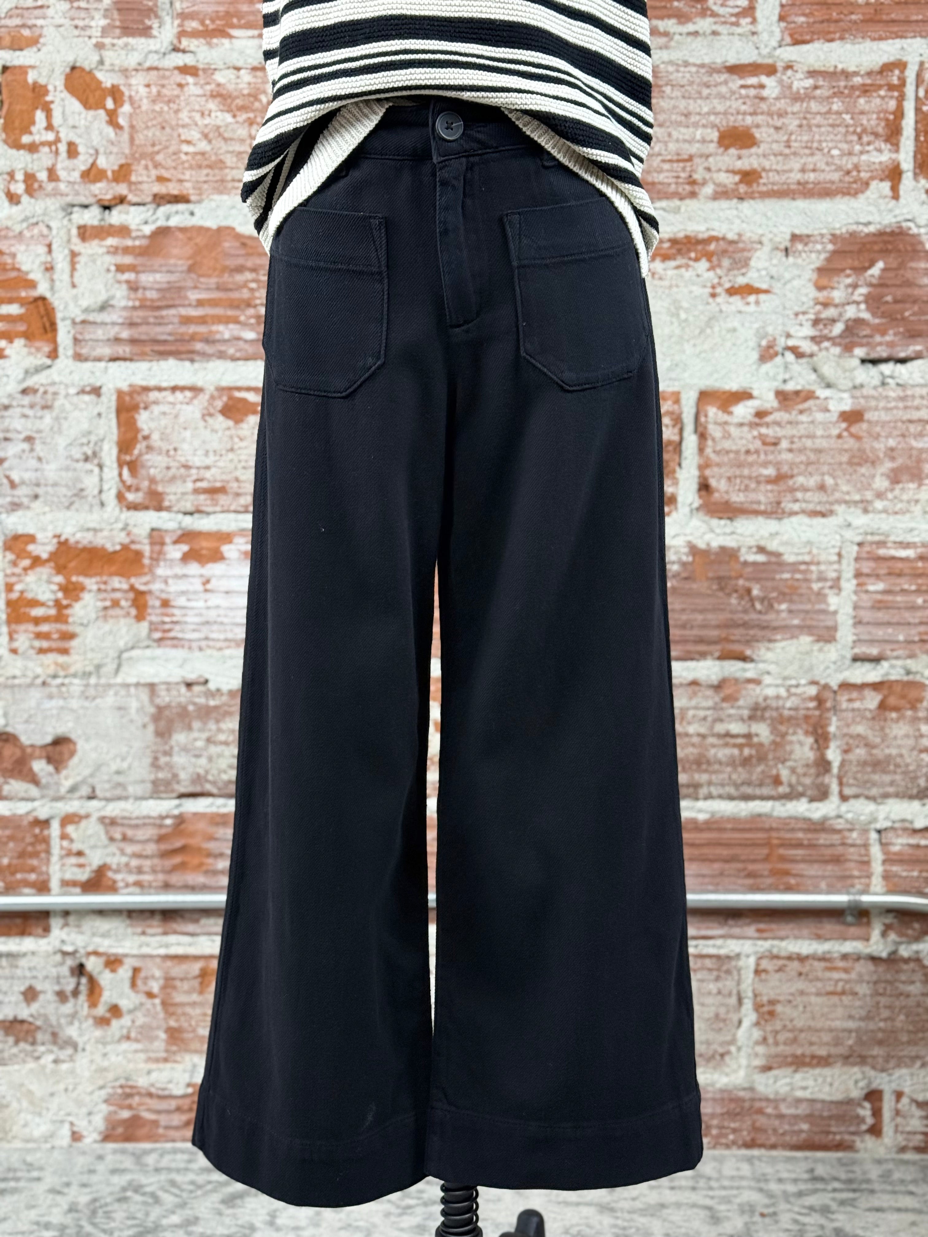 Sanctuary Soft Marine Wide Leg Crop Pants in Black-220 Pants-Little Bird Boutique