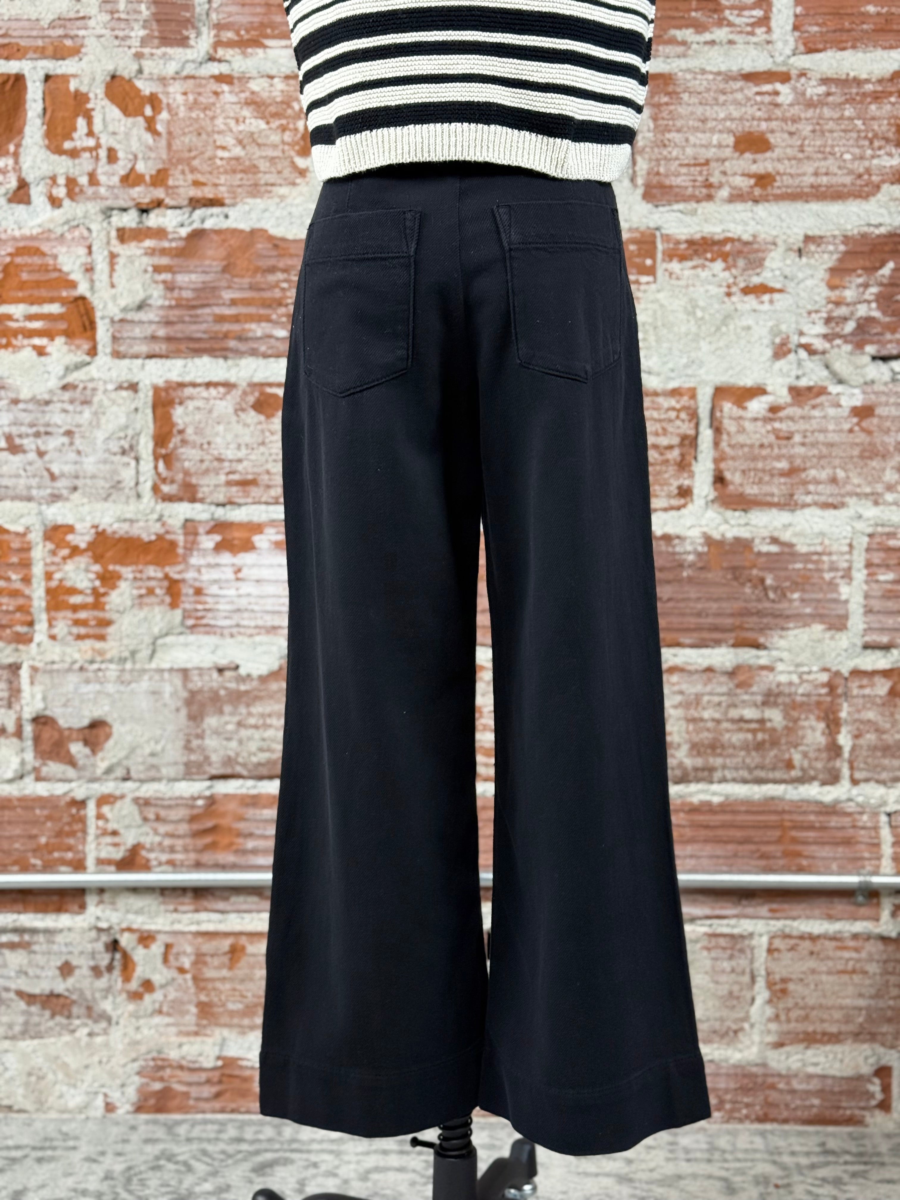 Sanctuary Soft Marine Wide Leg Crop Pants in Black-220 Pants-Little Bird Boutique