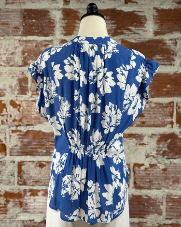 Jak & Rae Avery Top in Blue Floral-112 - Woven Top S/S (Dec - May)-Little Bird Boutique