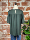 Puff Sleeve Knit Top in Forest-121 Jersey Tops - Short Sleeve-Little Bird Boutique