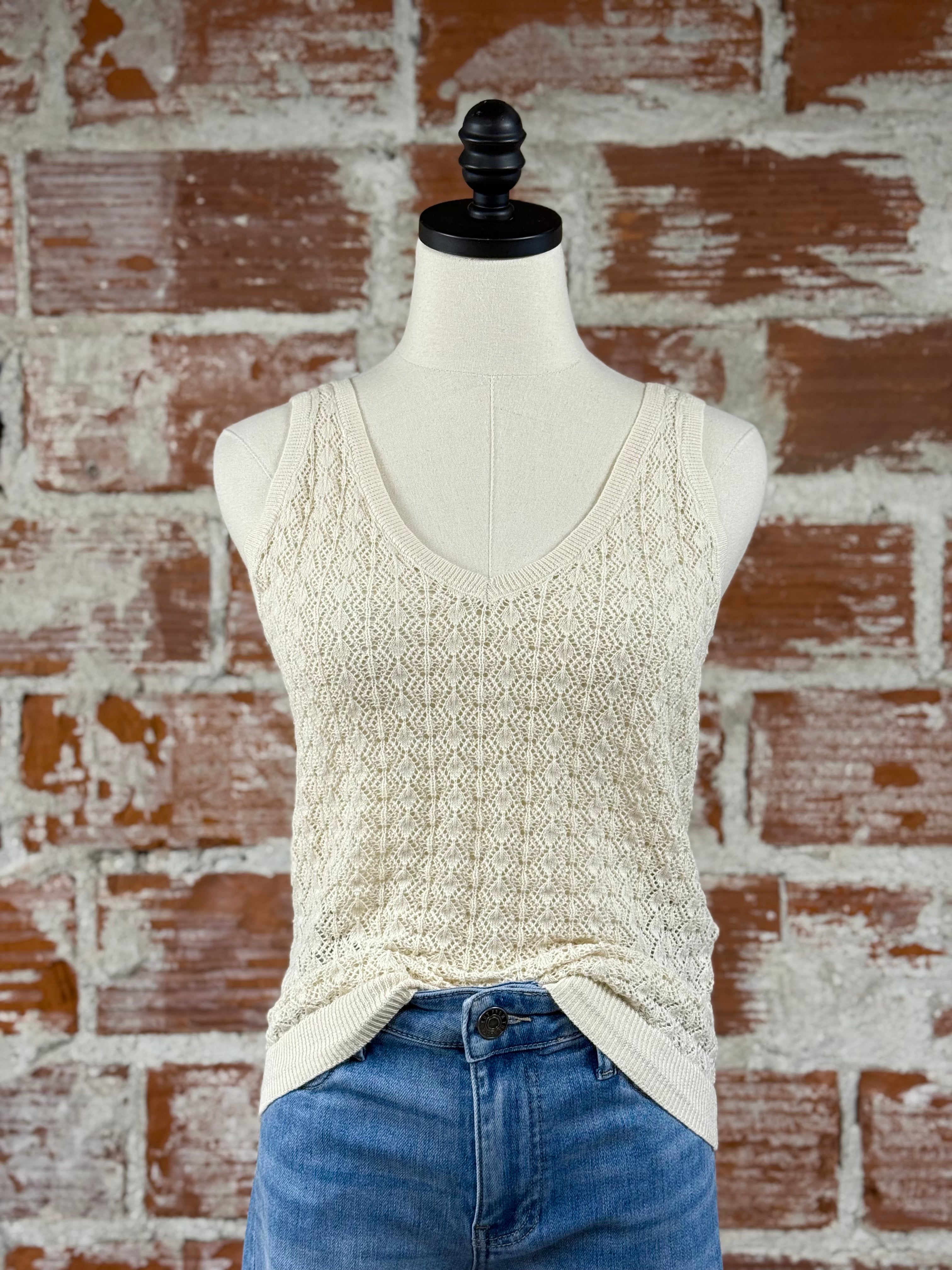 Jak & Rae Nadia Tank in Cloud-132 - Sweaters S/S (Dec - May)-Little Bird Boutique