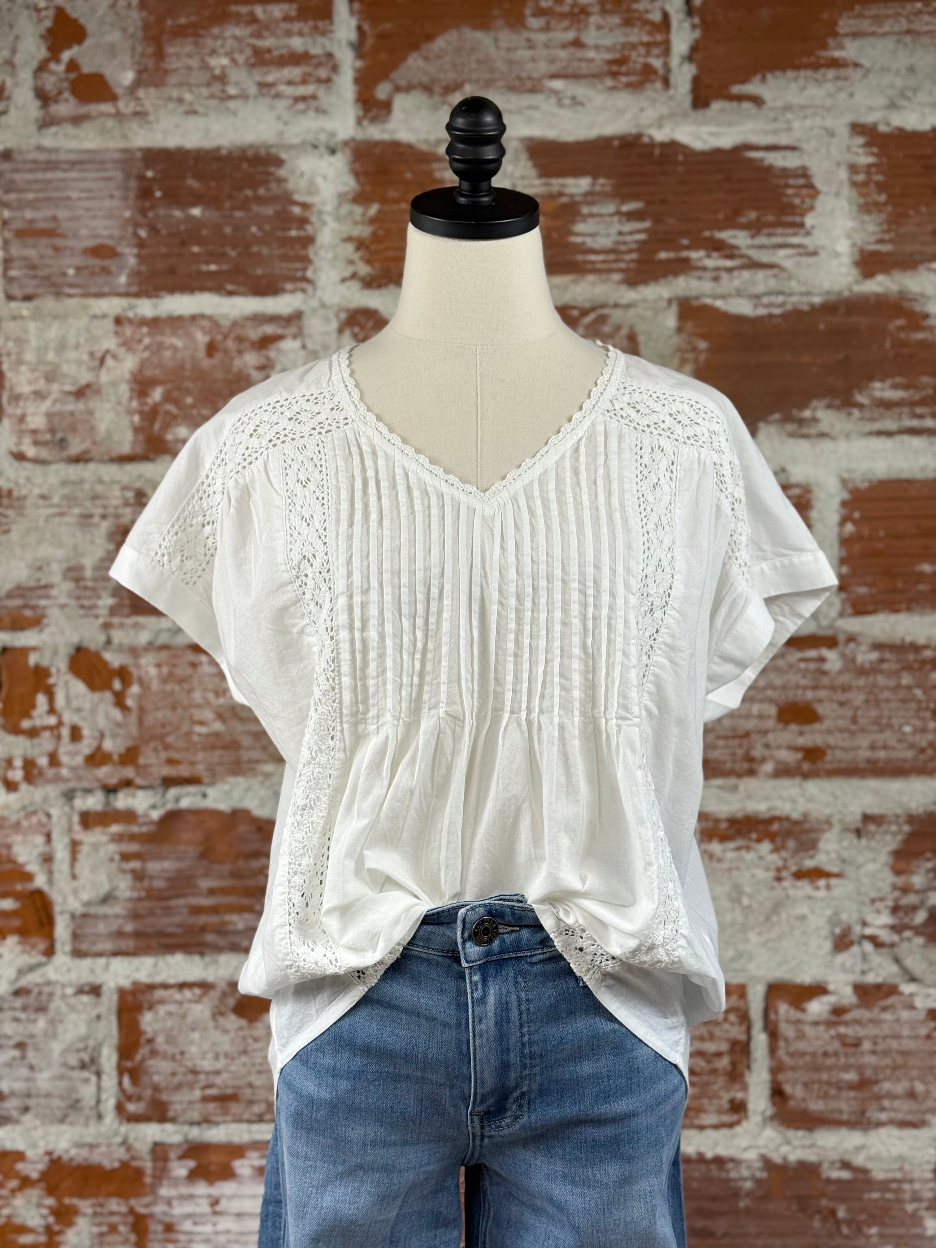 Mollie Top in White-112 - Woven Top S/S (Dec - May)-Little Bird Boutique