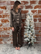 Heart Pajama Set in Brown-240 Loungewear/Intimates-Little Bird Boutique