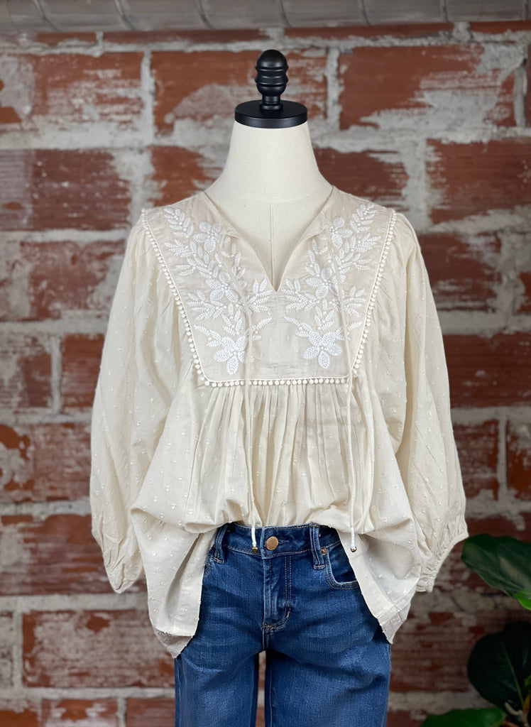 Embroidered Top in Opal