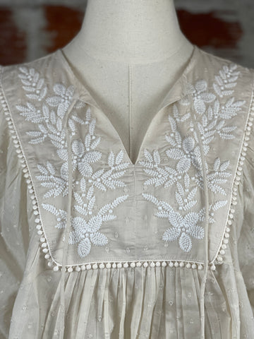 Embroidered Top in Opal