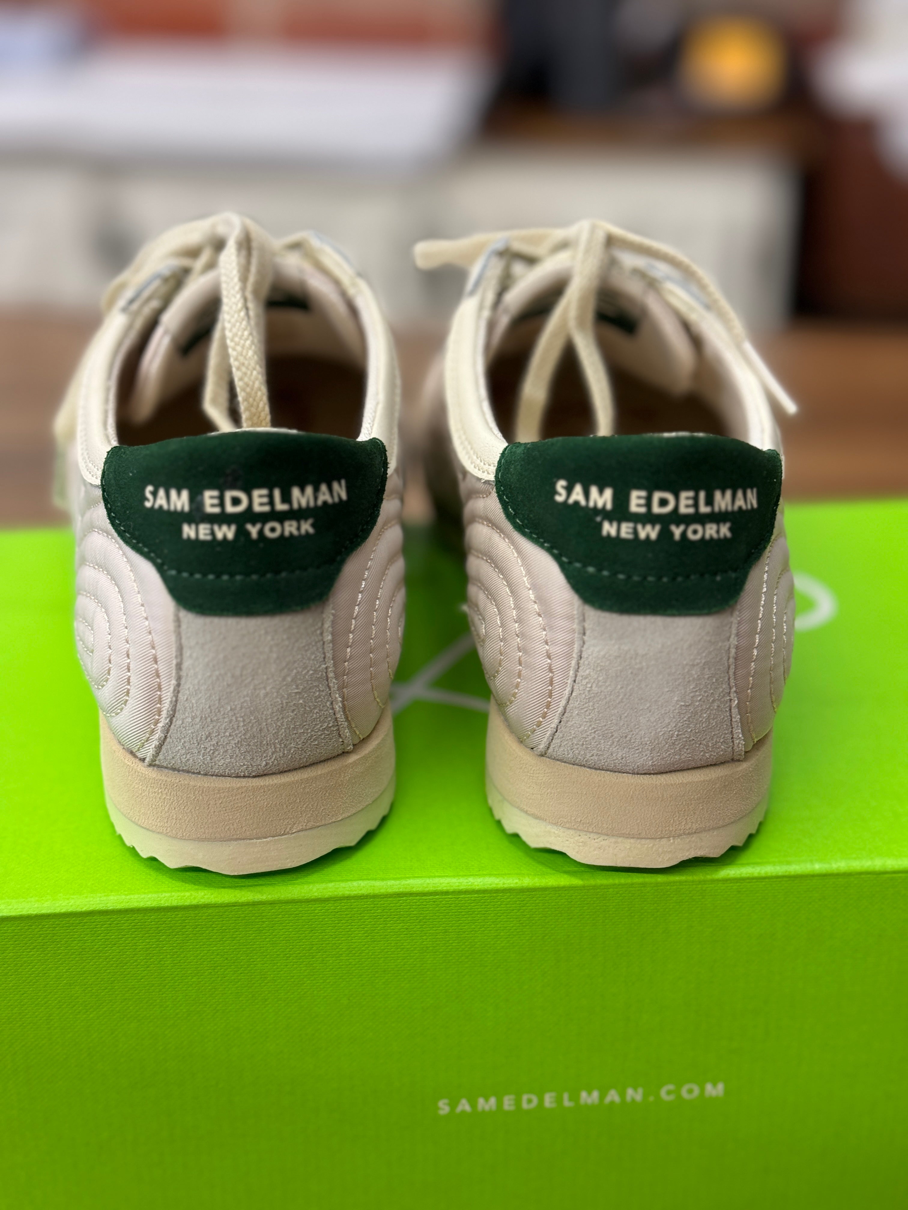 Sam Edelman Isabel Sneakers in Ivory and Green Nylon Little Bird Boutique