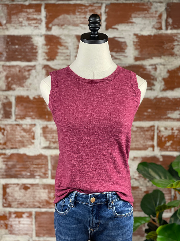 Sleeveless Sweater in Berry