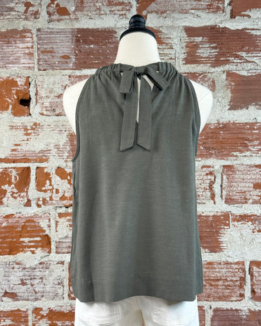 Anthem Tie Back Halter Top in Moss-112 - Woven Top S/S (Dec - May)-Little Bird Boutique