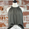 Anthem Tie Back Halter Top in Moss-112 - Woven Top S/S (Dec - May)-Little Bird Boutique