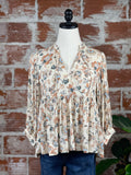 Dear John Malia Top in Neutral Bloom-112 Woven Tops - Long Sleeve-Little Bird Boutique