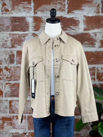 Liverpool Cropped Shirt Jacket in Biscuit Tan