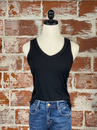 Ribbed Knit Tank in Black-122 - Jersey Tops S/S (Dec - May)-Little Bird Boutique