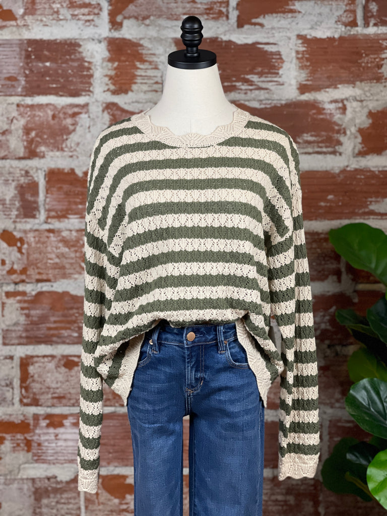 Another Love Maeve Sweater in Olive Oil Stripe