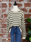 Another Love Maeve Sweater in Olive Oil Stripe-130 Sweaters-Little Bird Boutique