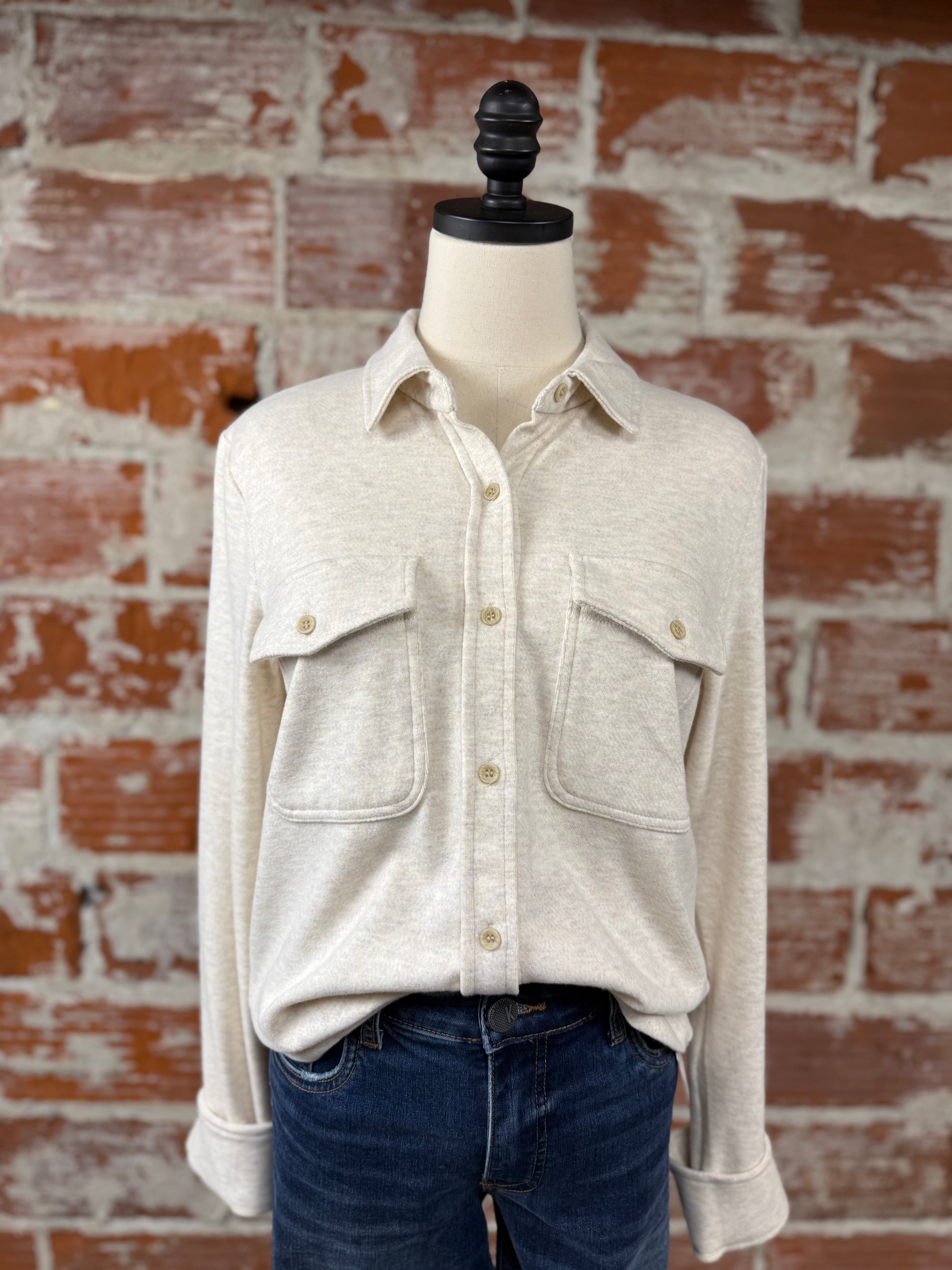 Thread & Supply Cassian Shirt in Heather Oatmeal-111 - Woven Top F/W (June- Nov)-Little Bird Boutique