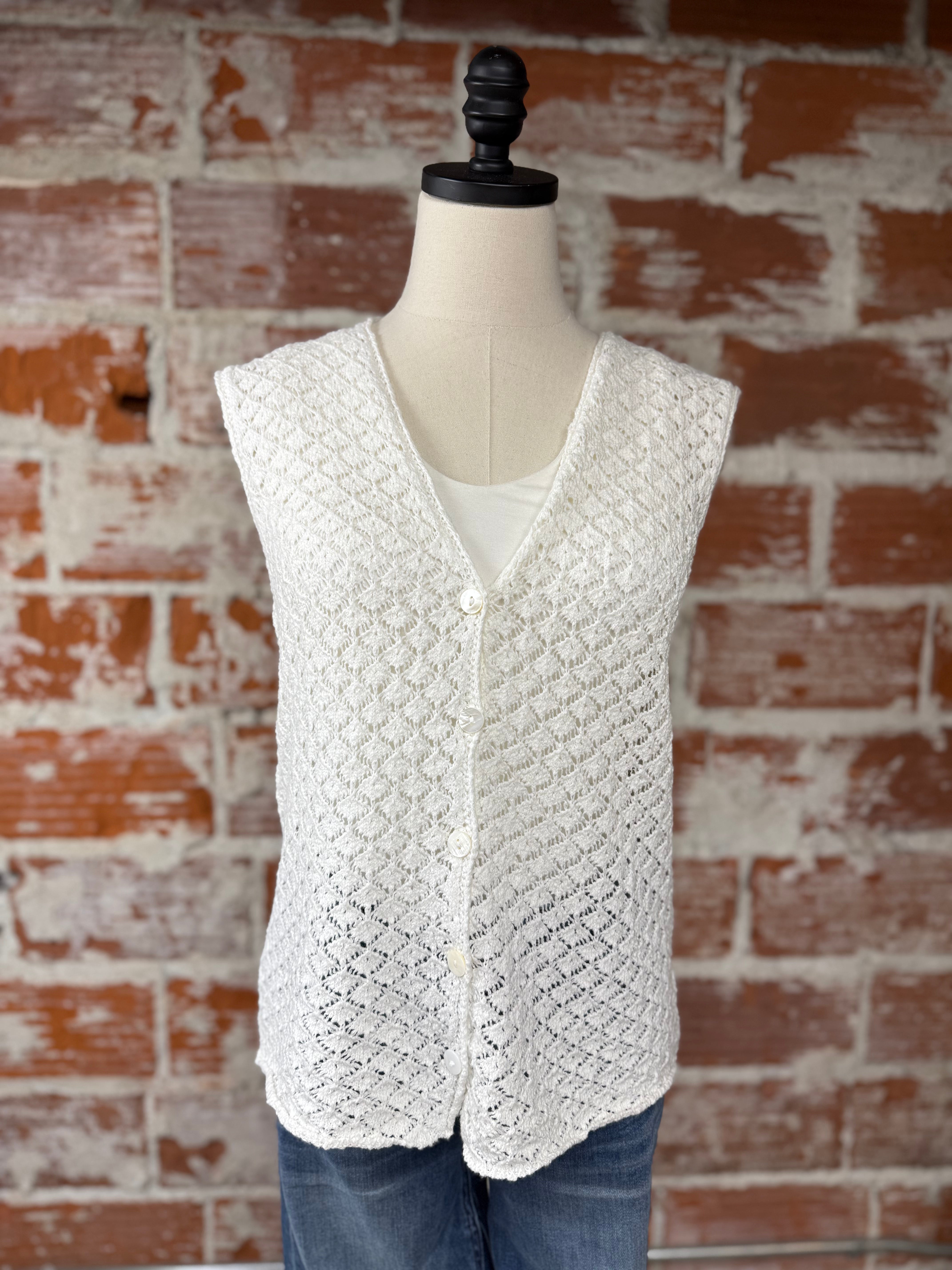 Elsie Knit Tank in Off-White-131 - Sweaters F/W (June - Nov)-Little Bird Boutique