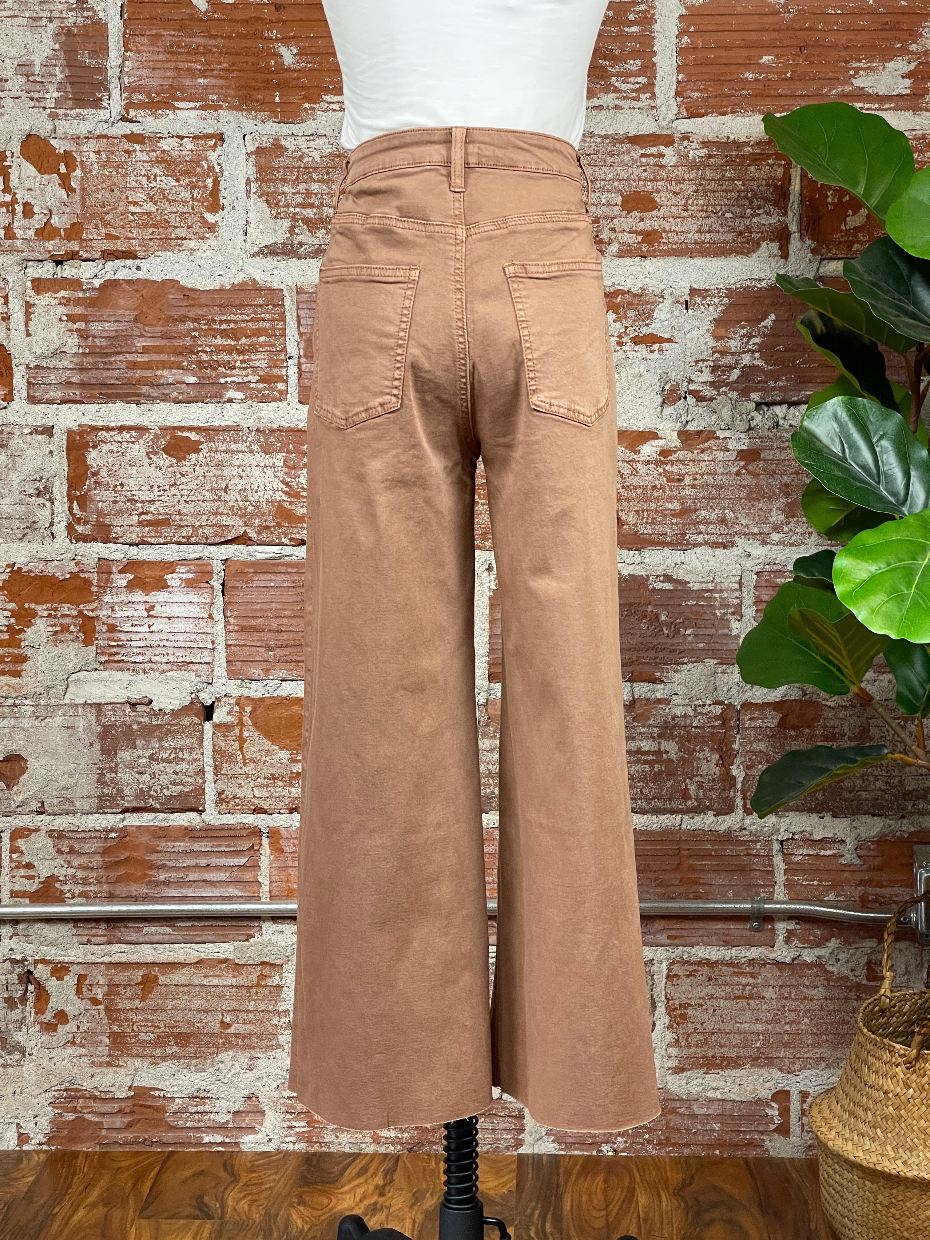Button Front Stretch Twill Pants in Red Bean-220 Pants-Little Bird Boutique