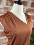 Asymmetrical Top in Clay-123 Jersey Tops - Sleeveless-Little Bird Boutique