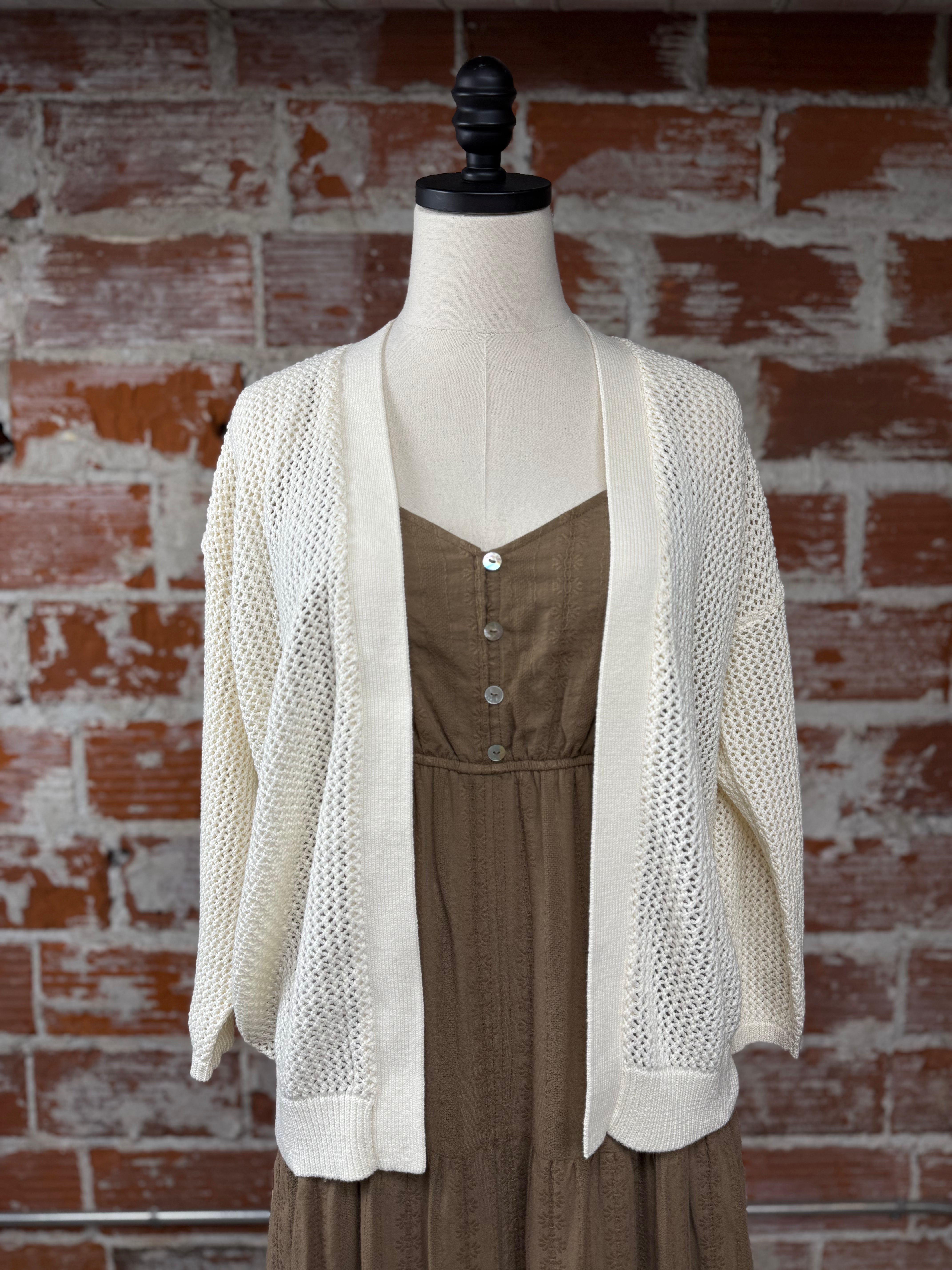 Mia Knit Cardigan in Ivory-131 - Sweaters F/W (June - Nov)-Little Bird Boutique
