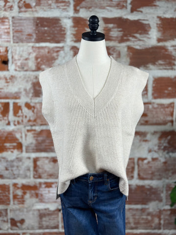 Knit Sweater Vest in Beige